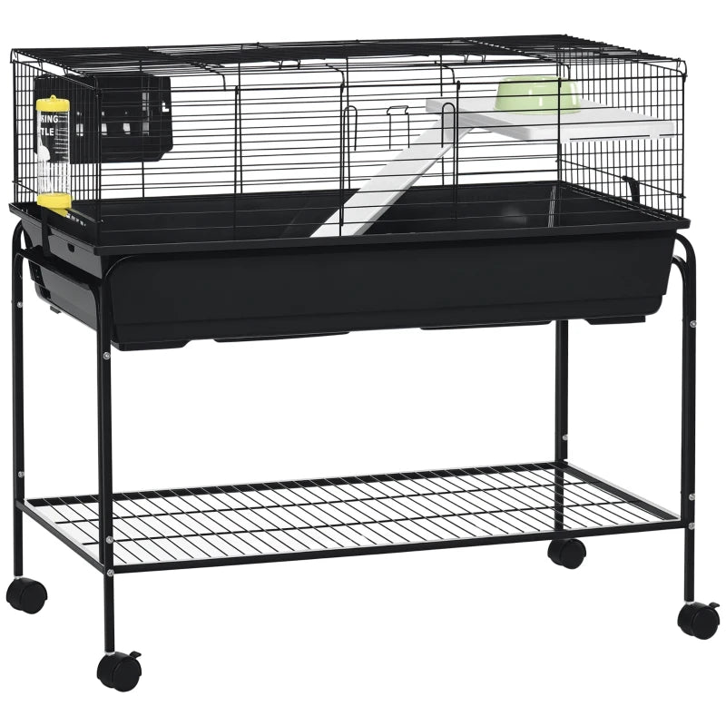 Small Animal Cage Deluxe Pet Habitat Rolling Rabbit Hutch for Bunny Guinea Pig Pet Mink Chinchilla