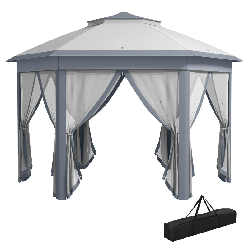 13' x 13' Pop Up Canopy Tent with Netting and Carry Bag, Instant Sun Shelter, Grey