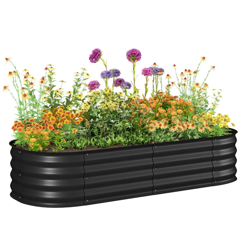 4.9 x 2 x 1ft Galvanized Raised Garden Bed Kit, Metal Planter Box with Safety Edging, Black