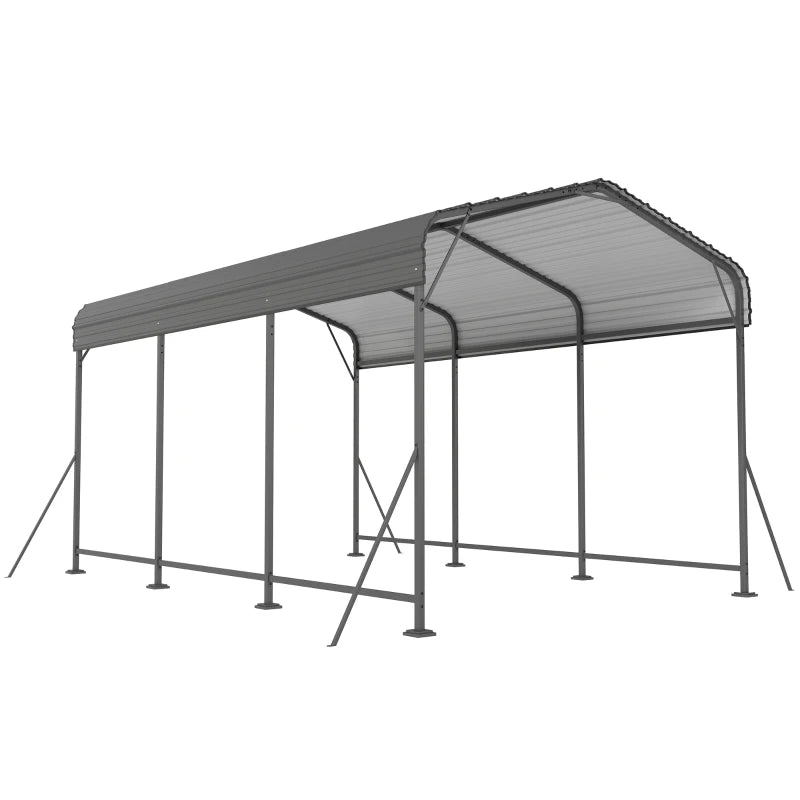 10 x 15FT Metal Carport, Heavy-Duty Carport Canopy with Reinforced Frame & Galvanized Steel Roof, Dark Grey