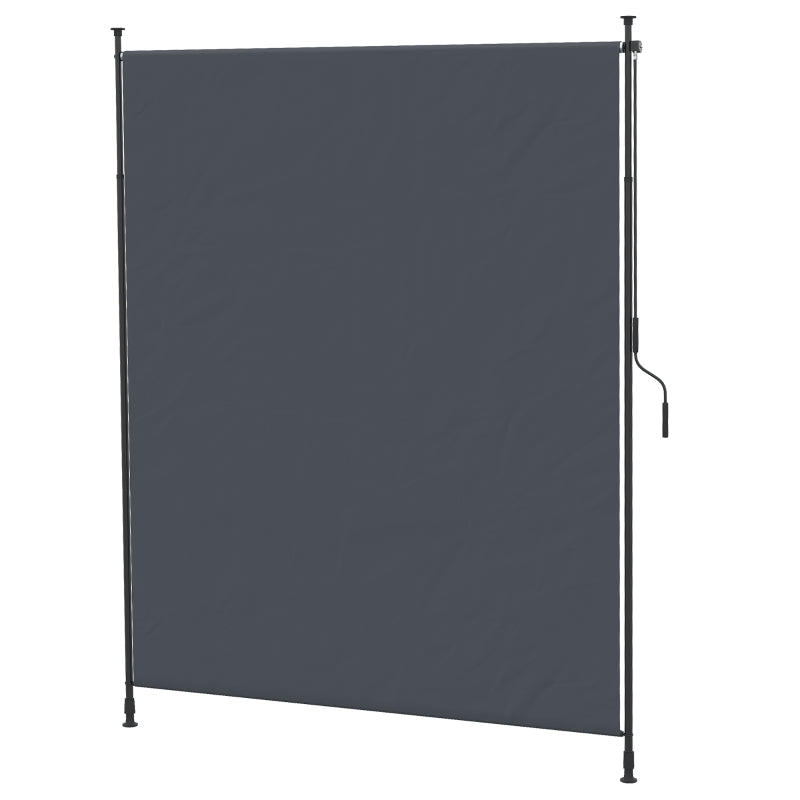 7' x 10' Retractable Patio Awning, Manual Outdoor Privacy Screen with UPF40+ & Water-Resistant Fabric, Grey