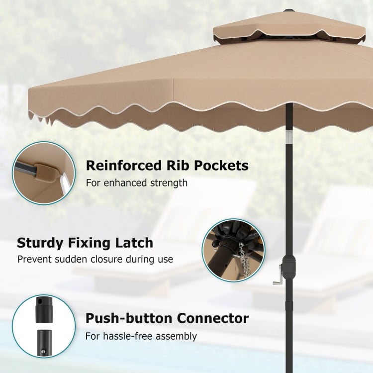 10 Feet Patio Umbrella with Push Button Tilt and Crank-Coffee