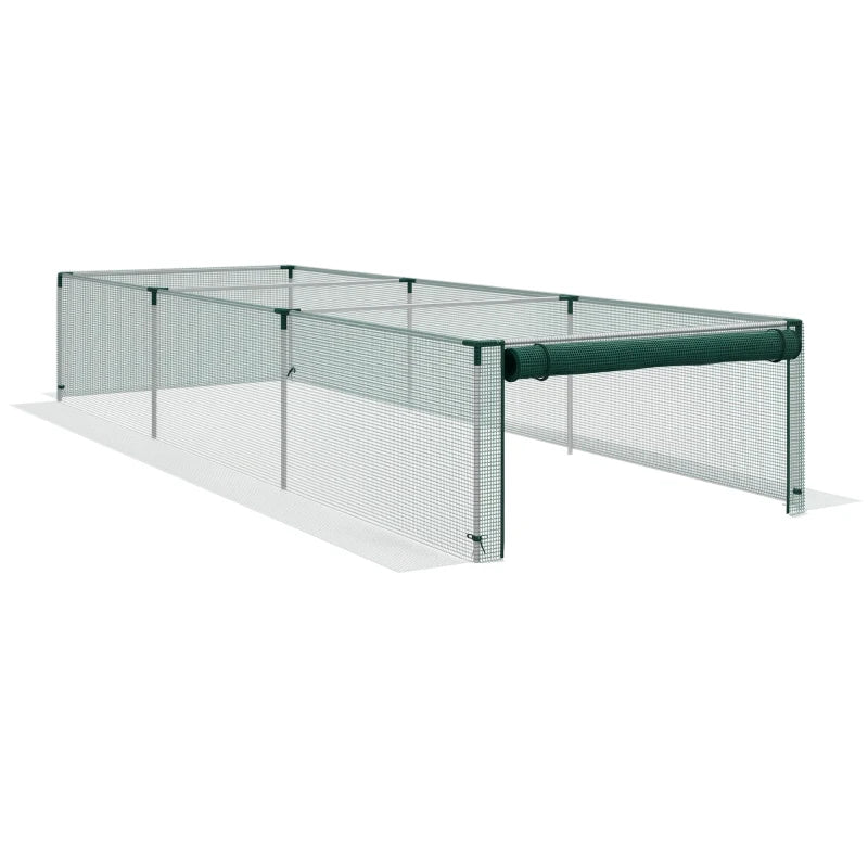 12' x 4' Plant Protection Cage with Zipper Roll-Up Door, Plant Protector from Animals with Galvanised Steel Frame