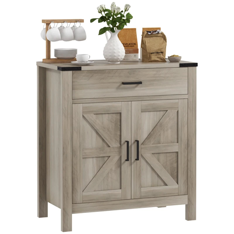 Sideboard Buffet Cabinet, Farmhouse Kitchen Storage Cabinet w/ Drawer and Shelf for Living Room, Entryway