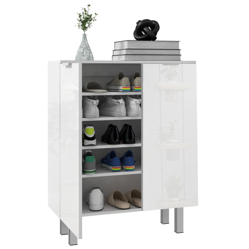 Shoe Cabinet, Shoe Storage Cabinet with Soft-Close Hinges and Adjustable Shelves, Holds 15-20 Pairs, High Gloss White