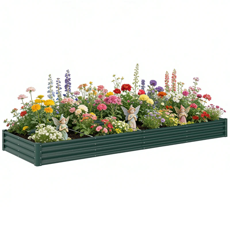 12 x 4 x 1ft Galvanized Raised Garden Bed, Reinforced Outdoor Planter Box with Open Bottom, Green