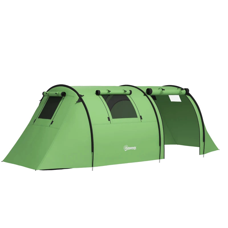 3-4 Person Camping Tent with 2 Rooms, 3000mm Waterproof Portable Family Tent with Carry Bag, Dark Green