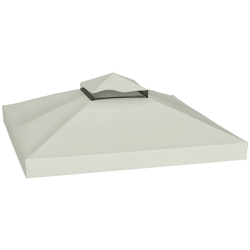 10' x 10' Gazebo Canopy Replacement Cover, 2-Tier Garden Gazebo Roof Replacement, UPF30+, TOP COVER ONLY, Light Grey