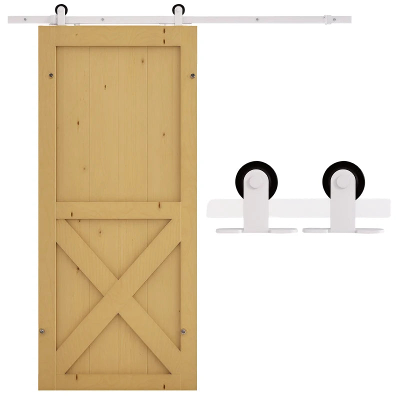 6FT Sliding Barn Door Track Kit, Heavy Duty Barn Door Hardware Kit, Fit 36" Wide Door Panel (T Shape), White