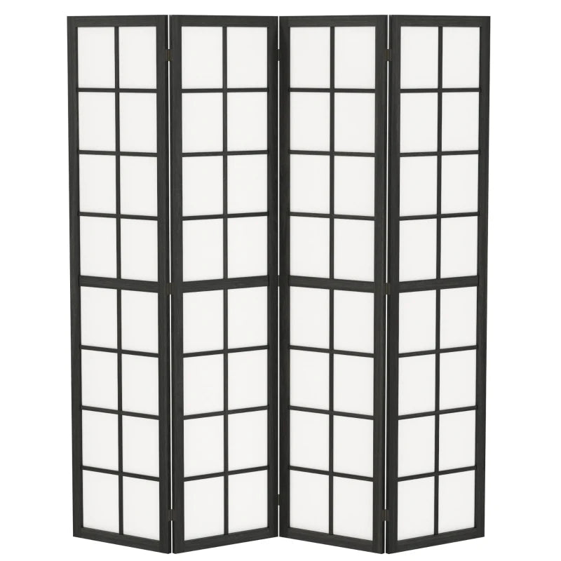 4 Panel Room Divider, 5.6 ft Folding Wall Divider Room Partition for Home Office, Bedroom, Living Room, Black