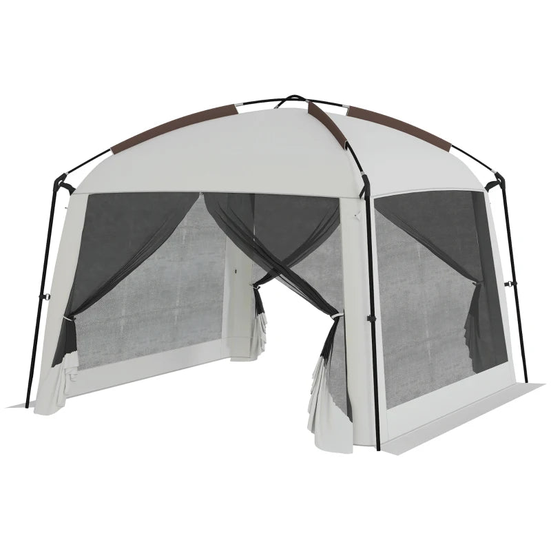 10' x 10' Screen Tent, UV50+ Protection Outdoor Screen House with Carry Bag & Ground Stakes, Fits 6-8 People, White