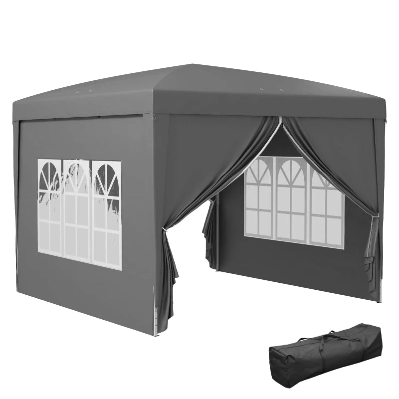 10'x10' Outdoor Pop Up Party Tent Wedding Gazebo Canopy with Carrying Bag (Grey)