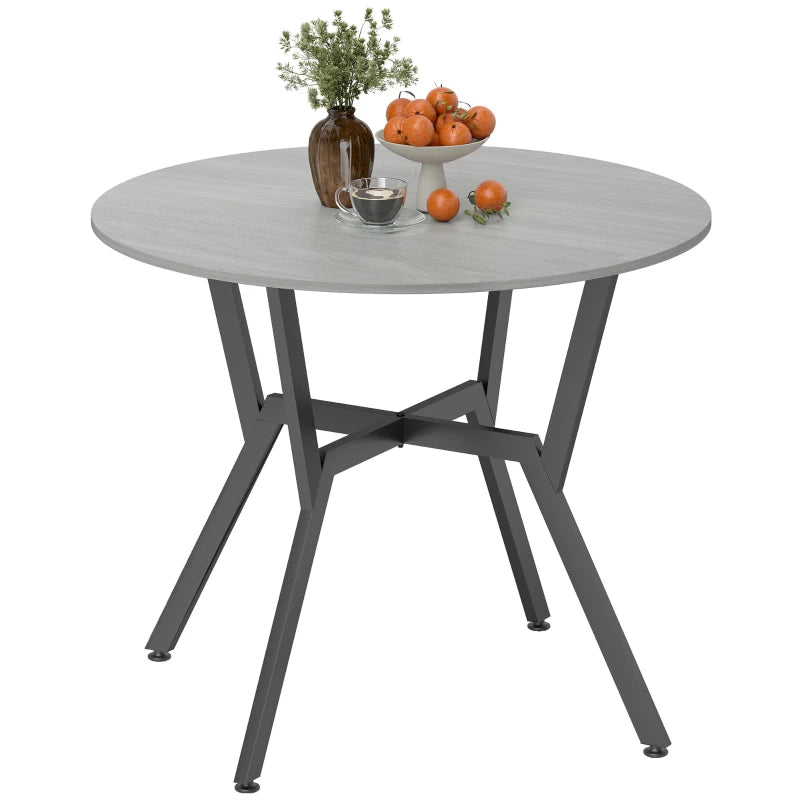 35" Round Dining Table, Modern Dining Room Table with Steel Frame, Space Saving Small Kitchen Table, Grey