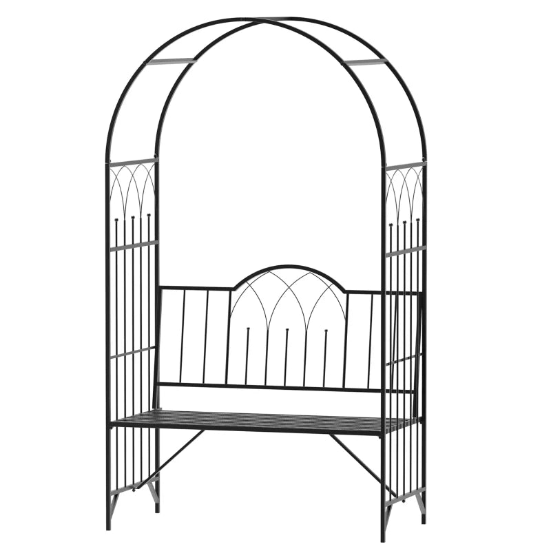 43" Garden Arbor Bench Trellis for Vines Climbing Plant Outdoor Decor Arch- Black