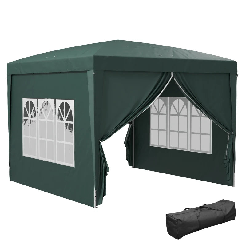 10'x10' Outdoor Pop Up Party Tent Wedding Gazebo Canopy with Carrying Bag (Dark Green)