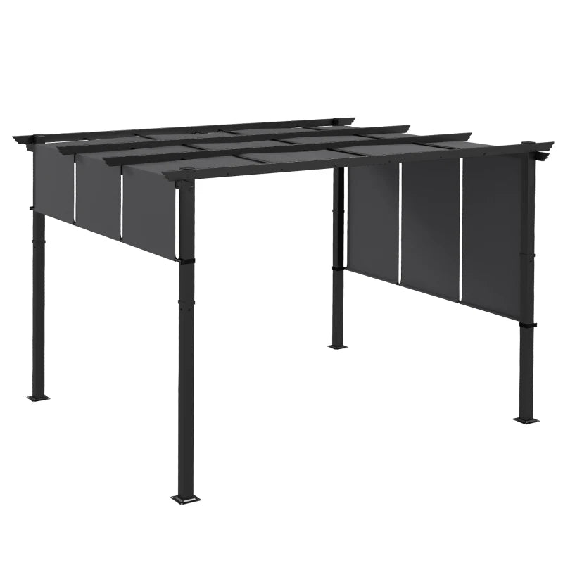10' x 12' Metal Pergola, Outdoor Pergola with Retractable Canopy, for Garden, Patio, Backyard, Deck