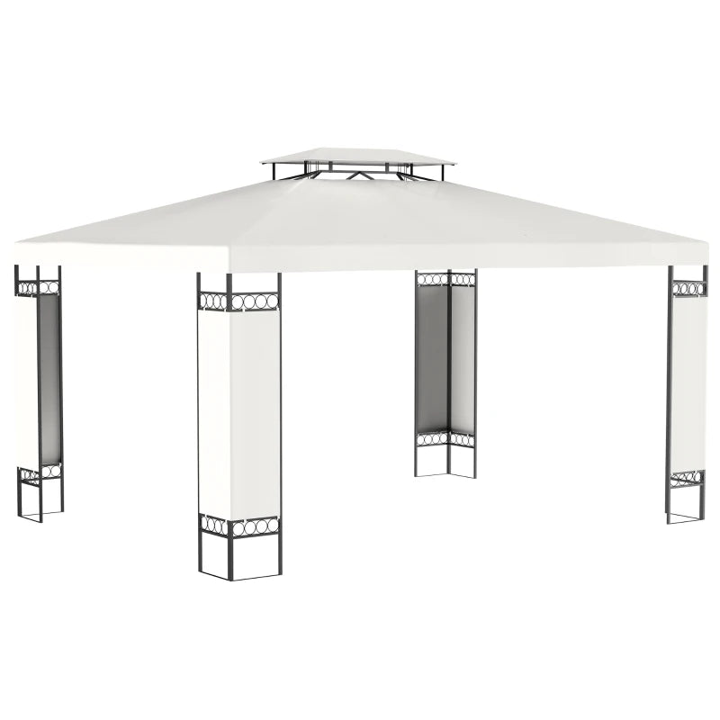 10' x 13' Outdoor Gazebo, Double Roof Patio Gazebo Canopy Shelter with Screen Decorate Corner Frame, White