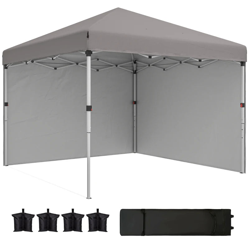 10' x 10' Pop Up Canopy with Sidewalls, Roller Bag, Height Adjustable Instant Tent for Outdoor, Garden, Patio, Grey