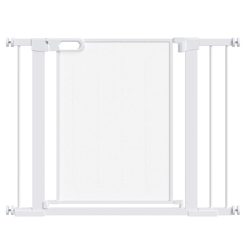 29.5"-40.6" Metal Pet Gate, Dog Gate with Auto Closing Door, Double Locking, for Doorways, Stairs, Hallways, White