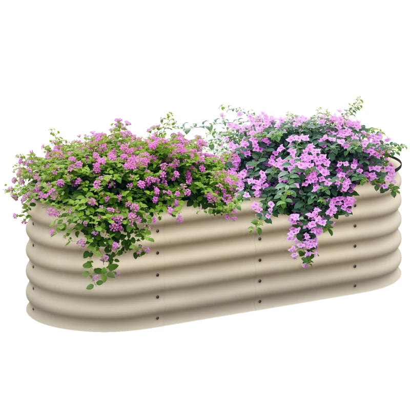 5 x 2 x 1.5 FT Galvanized Steel Raised Garden Bed, Metal Garden Bed Planter Box with Safety Edging, Cream White