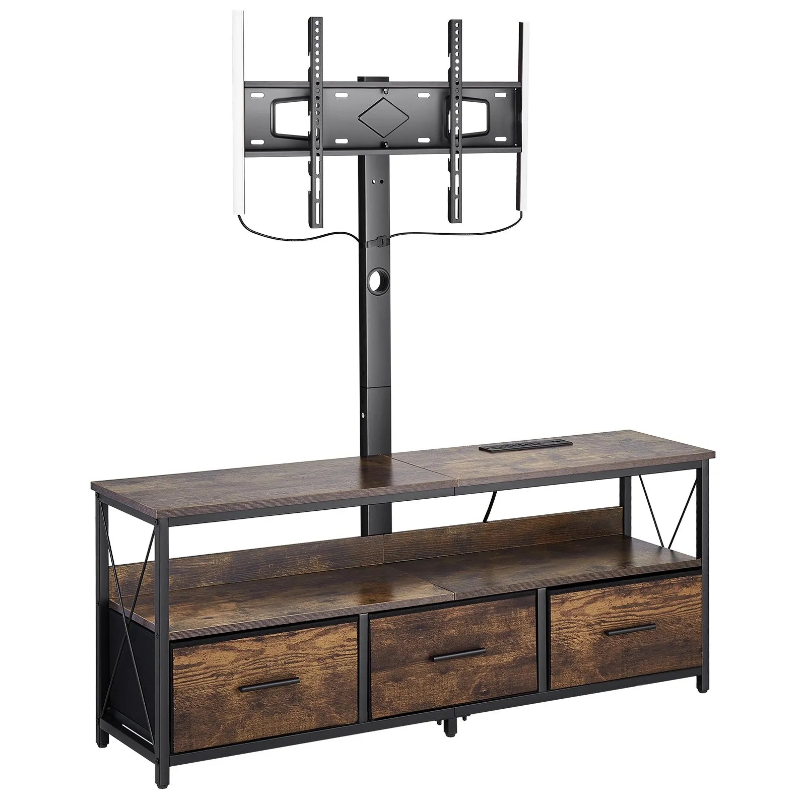 VEVOR 52" TV Stand with Mount for up to 75 in TVs with 3 Drawers & LED Lights