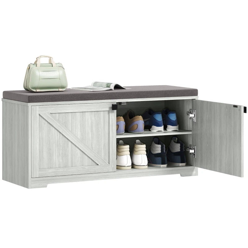 Shoe Storage Bench with Padded Seat, Entryway Bench Holds up to 352 lb, Shoe Organizer, 8 Pairs, Light Grey