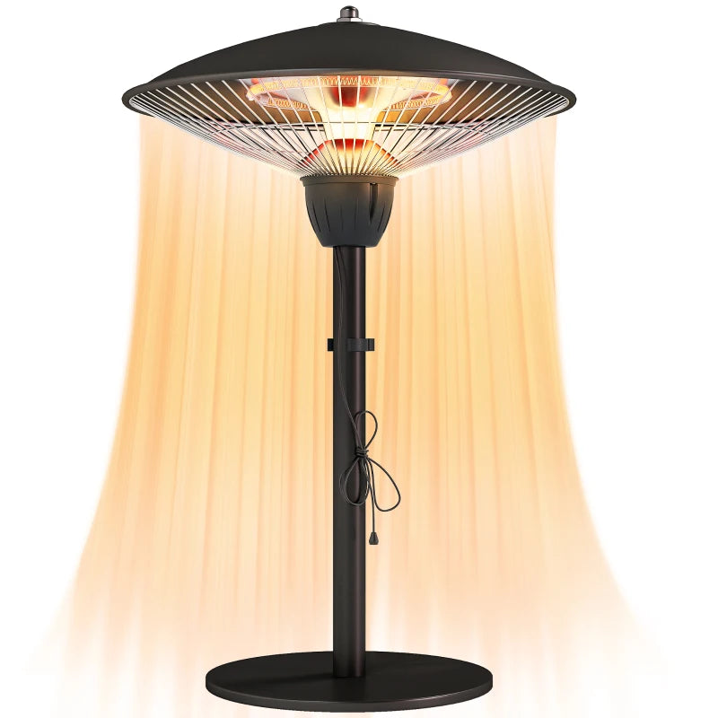 1500 W Electric Patio Heater with Tip-Over Protection, Outdoor Heater with Pull Switch, Black