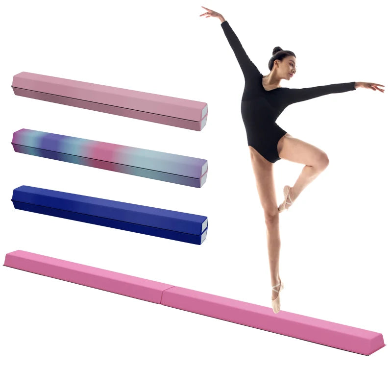 Soozier 7.7ft Folding Balance Beam, Gymnastics Equipment with Anti-Slip Bottom for Kids Home Training, Red