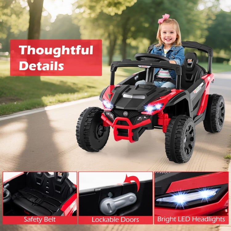 12V Kids Ride On Car UTV Electric Vehicle with LED Lights Music and Horn-Red