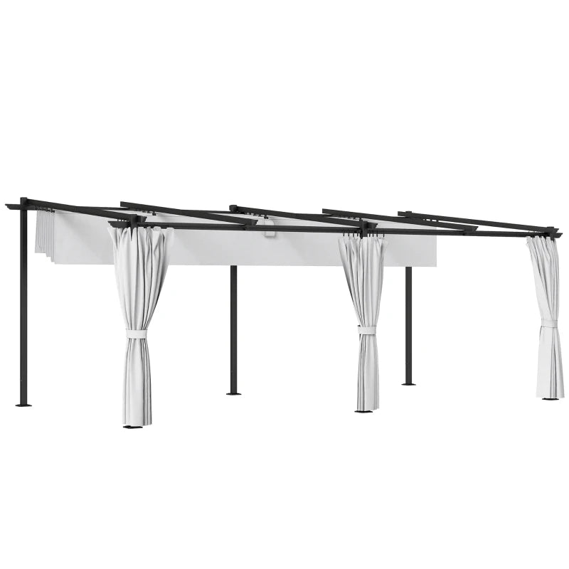 10' x 20' Metal Retractable Pergola Canopy with Sidewalls, Outdoor Gazebo UPF30+ Sun Shade Shelter for Garden, Deck