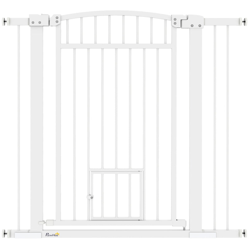 30"-41" Extra Wide Pet Gate with Small Door, 37" H Dog Gate with 3-Inch and 5.5-Inch Extension Kit