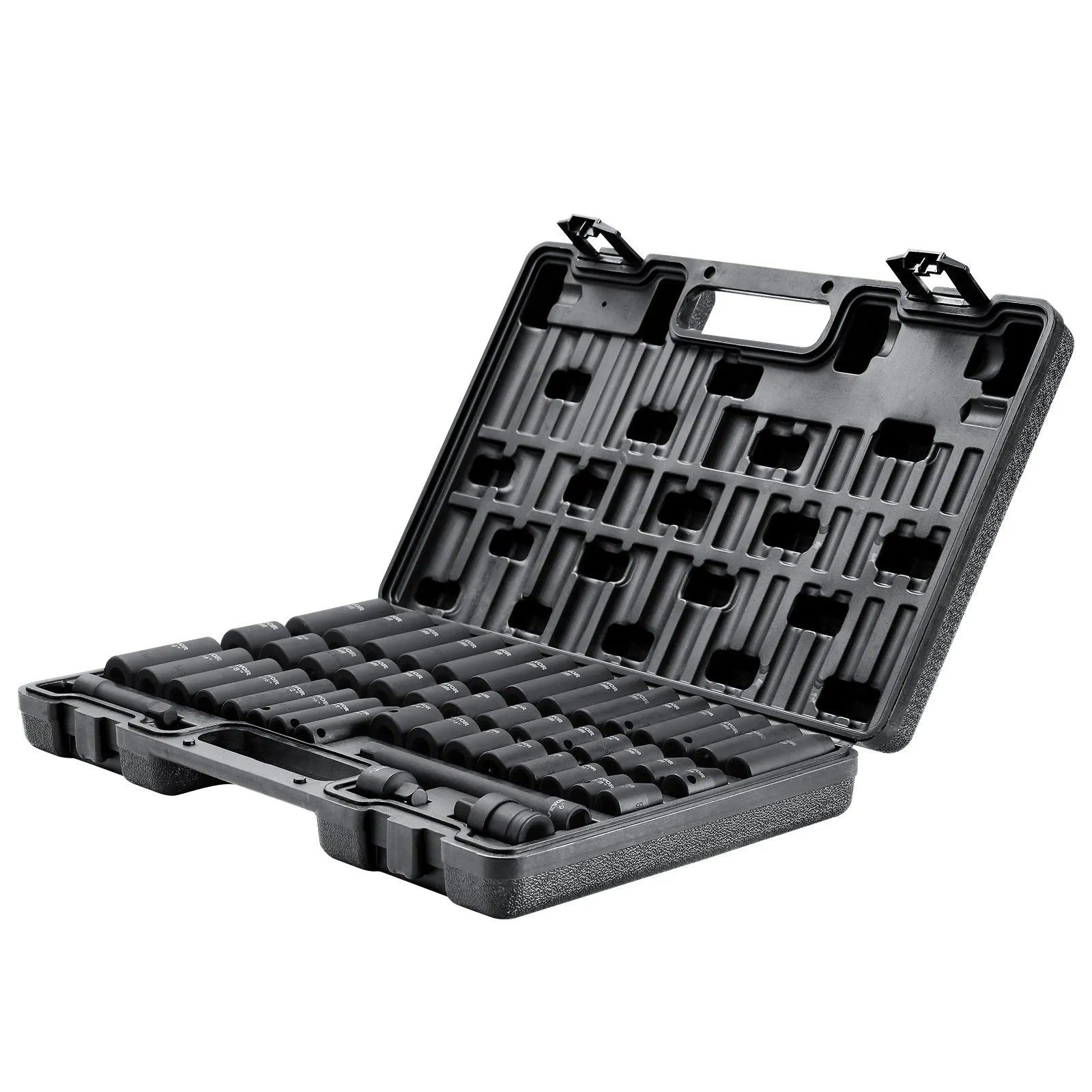 VEVOR 3/8" Drive Impact Socket Set, 48 Piece Socket Set SAE 5/16" -3/4" and Metric 8-22mm, 6 Point Cr-V Alloy Steel for Auto Repair, Easy-to-Read Markings, Rugged Construction, Includes Storage Case