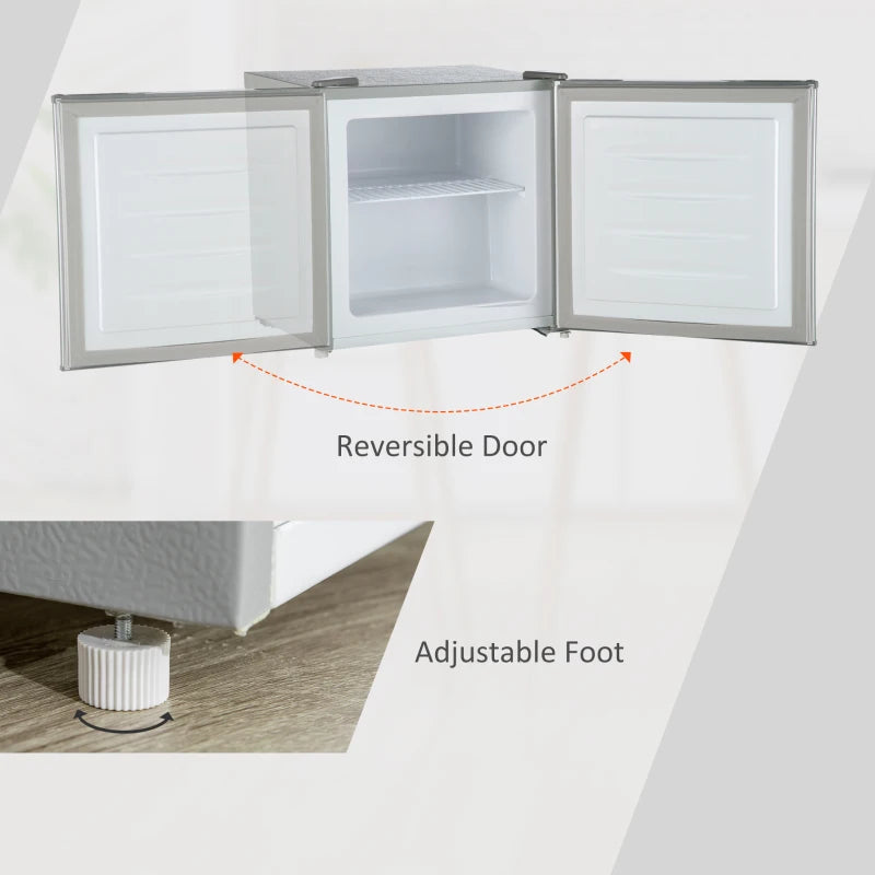 1.1 Cu. Ft. Mini Freezer, Compact Upright Freezer with Reversible Door, Removable Shelf, Adjustable Temperature, Grey