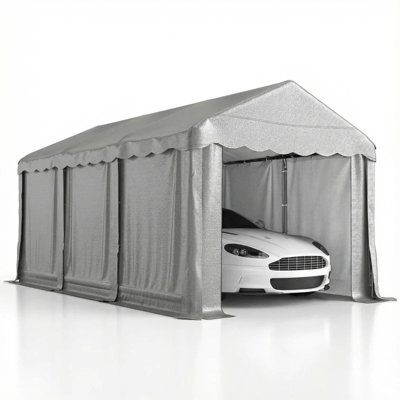 20' x 10' Portable Shed, Outdoor Storage Shed Tent with Roll-up Zipper Door and Removable Sidewalls, Light Grey