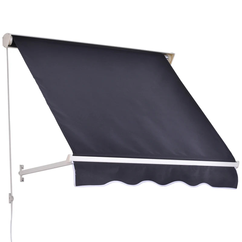 4' x 2.3' Retractable Window Door Awning Patio Canopy Outdoor Sun Shade Shelter Dark Grey