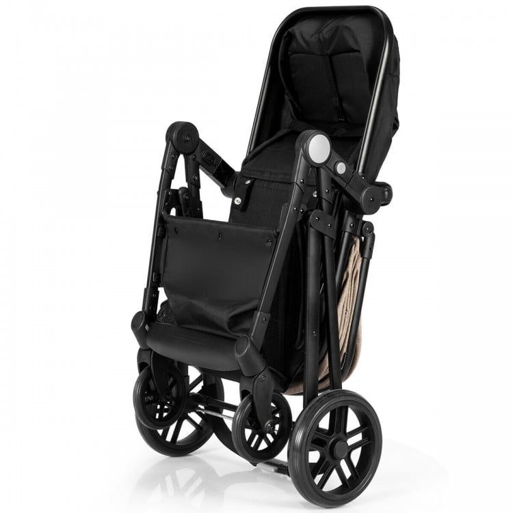 2 in 1 Foldable Pushchair Newborn Infant Baby Stroller-Coffee