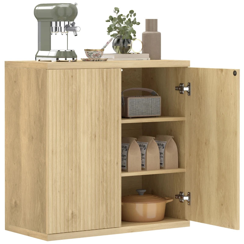 Sideboard Buffet Cabinet, 30.7" Modern Kitchen Storage Cabinet with Soft-Close Door and Adjustable Shelves, Oak