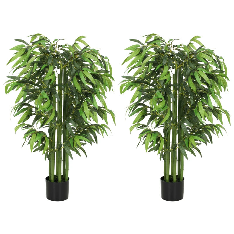 4.6FT Artificial Bamboo Tree Set of 2, Decorative Faux Plant in Nursery Pot, Faux Tree for Home Indoor Decor