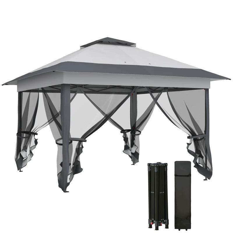 12' x 12' Foldable Pop-up Party Tent Instant Canopy Sun Shade Gazebo Shelter with Steel Frame, Dark Grey