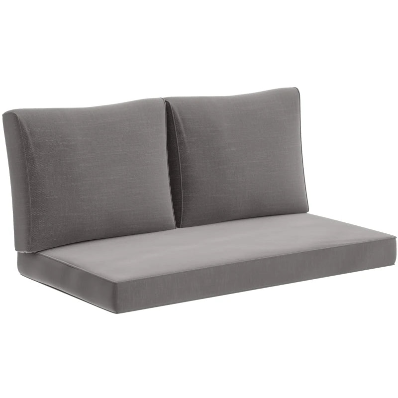 2 Seater Outdoor Seat Cushions with Backrest, Loveseat Double Sofa Outdoor Furniture Cushions, Light Grey
