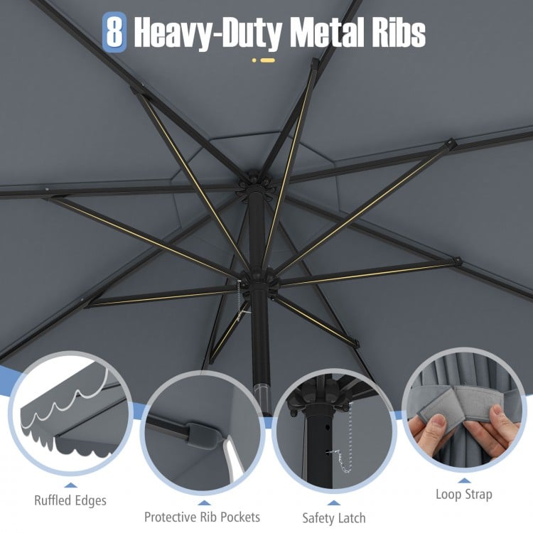 10 Feet Patio Umbrella Outdoor Market Umbrella with Crank Tilt Adjustment-Gray