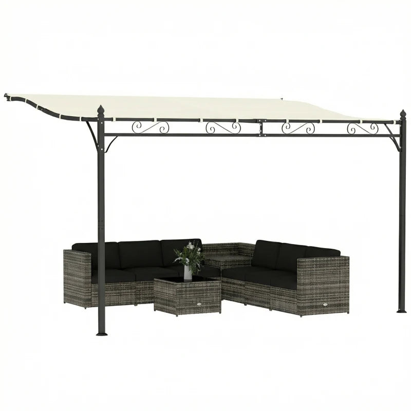 11.5' x 8.2' Outdoor Pergola, Wall Mounted Lean to Pergola with Metal Frame, UPF30+, Garden Gazebo