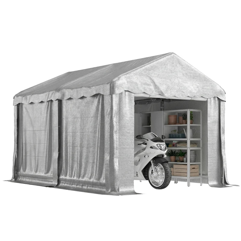 13' x 10' Portable Shed, Outdoor Storage Shed Tent with Roll-up Zipper Door and Removable Sidewalls, Light Grey