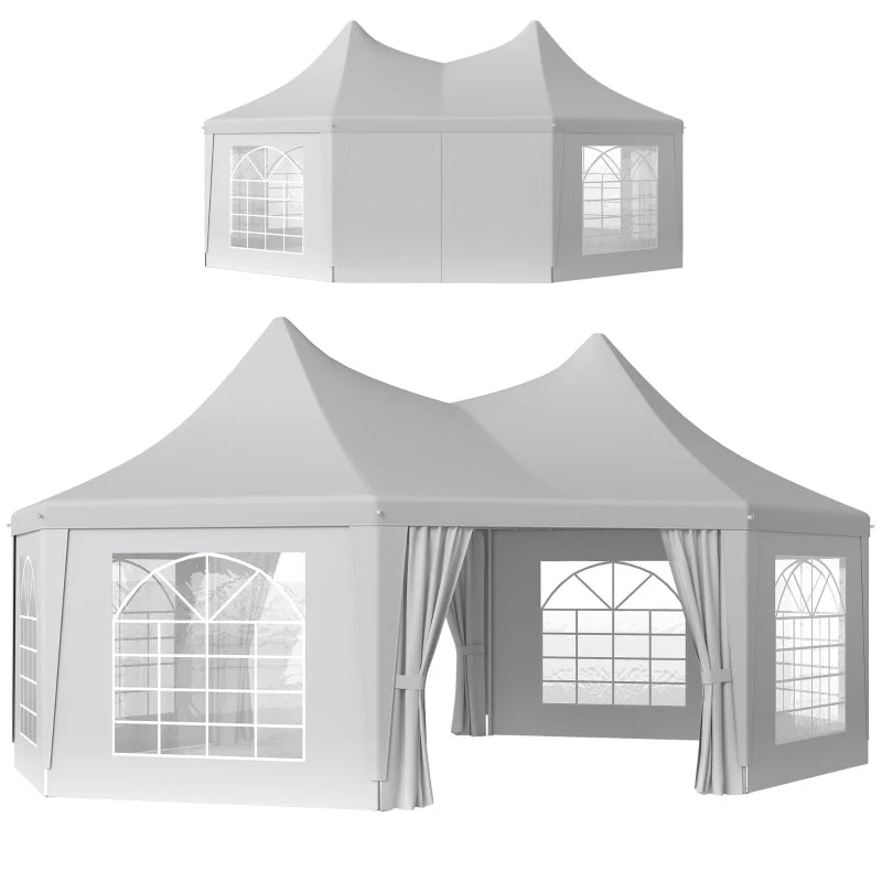 16' x 22' Wedding Event Party Tent High Peak Octagonal Outdoor Gazebo Canopy with Removable Walls, for Weddings, Parties, White