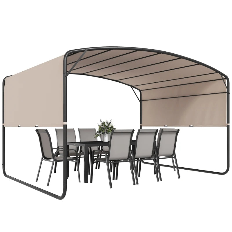 10' x 13' Retractable Pergola Canopy, Outdoor Metal Pergola Gazebo Sun Shade Shelter with Steel Frame, Khaki