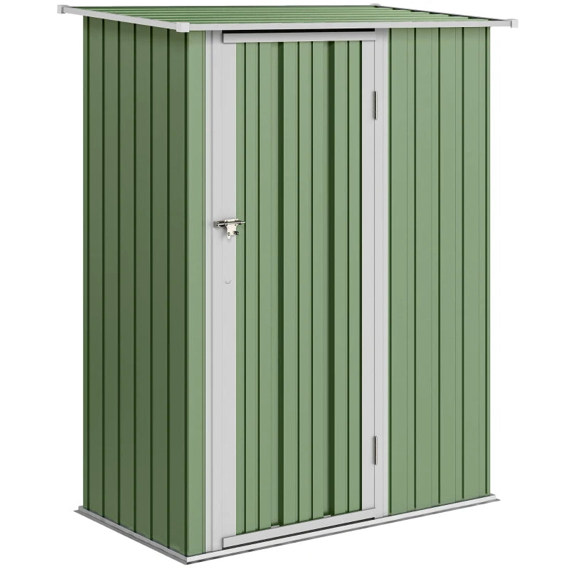 5 x 3ft Outdoor Storage Shed Metal Garden Shed Cabanon with Sloped Roof, Lockable Door for Tool, Light Green