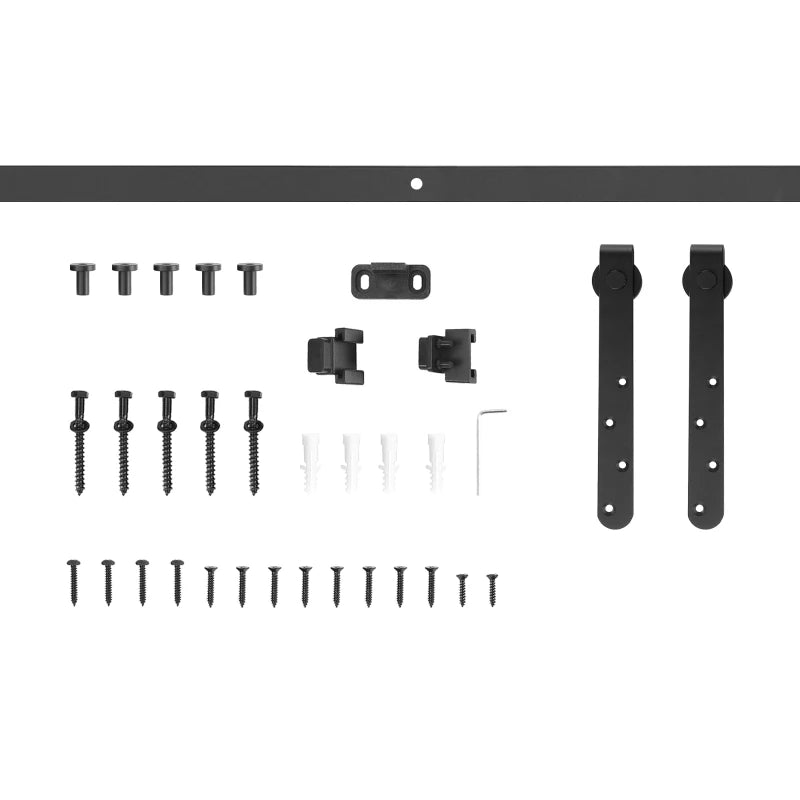 6FT Antique Sliding Barn Wood Door Hardware Kit Cabinet Closet Hanger Set for Single Door Coffee