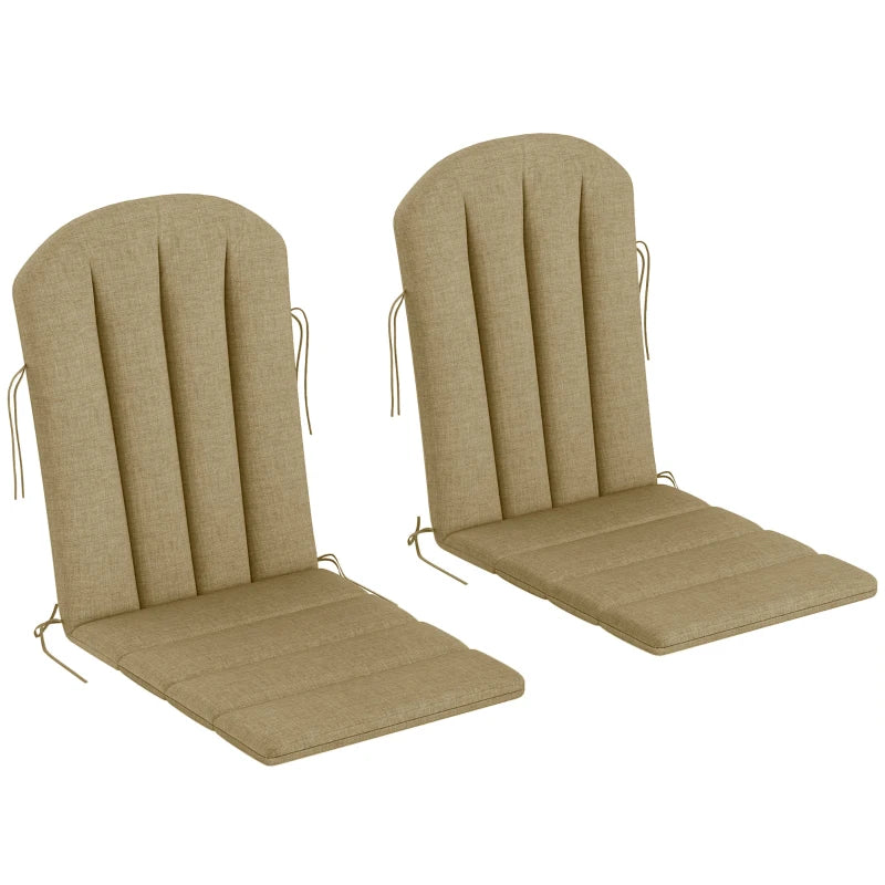 Set of 2 Patio Chair Cushions, High Back Adirondack Chair Cushion with Ties, High-Density Foam, Beige