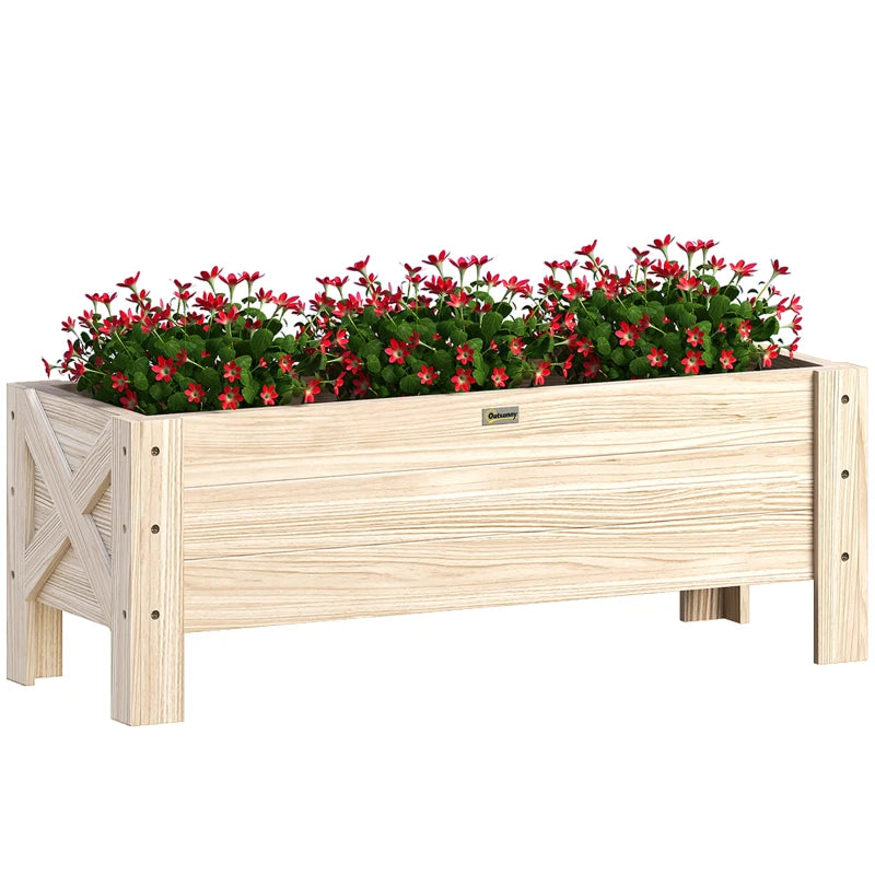 3.3 x 1.2 x 1.2 ft Garden Raised Bed Planter Grow Containers for Outdoor Patio Plant Flower Vegetable Pot, Natural
