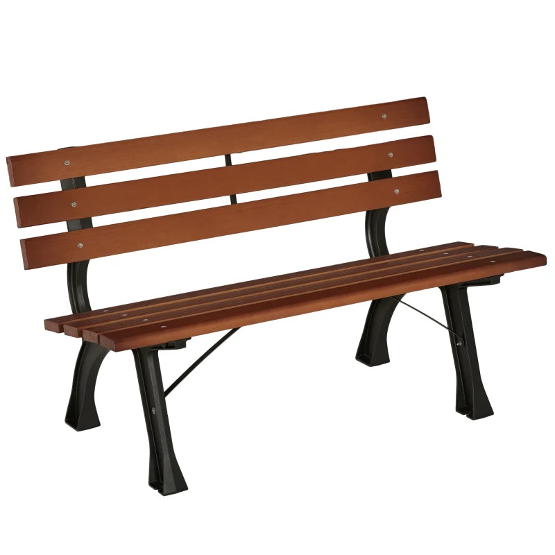 47 Inch Outdoor Garden Bench, Aluminum Wood Patio Loveseat with Slatted Seat Back, 528 lbs. for Porch, Park, Coffee